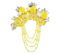 PATIKIL Flower Rhinestone Appliques for Dresses, 3D Yellow Rhinestone Applique Embellishments Handmade 7 Flowers Crystal Sequin Sewing Patches for Wedding