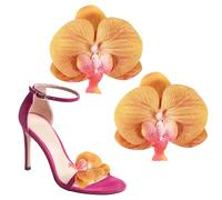 PATIKIL Flower Shoe Clips, 2Pcs Removable Decorative Bow Shoe Clips Butterfly Orchid Accessories Fashion Charms for Women Wedding Party Beach Vacation High Heel Sandals, Brown