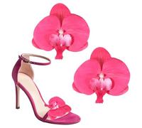 PATIKIL Flower Shoe Clips, 2Pcs Removable Decorative Bow Shoe Clips Butterfly Orchid Accessories Fashion Charms for Women Wedding Party Beach Vacation High Heel Sandals, Hot Pink