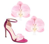 PATIKIL Flower Shoe Clips, 2Pcs Removable Decorative Bow Shoe Clips Butterfly Orchid Accessories Fashion Charms for Women Wedding Party Beach Vacation High Heel Sandals, Light Pink