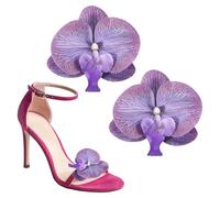 PATIKIL Flower Shoe Clips, 2Pcs Removable Decorative Bow Shoe Clips Butterfly Orchid Accessories Fashion Charms for Women Wedding Party Beach Vacation High Heel Sandals, Deep Purple
