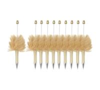 PATIKIL Fluffy Beadable Pens, Plush Fuzzy Plastic Bead Pen Bead Ballpoint for DIY Gift Writing Office Supplies - 10 Pcs (Gold)