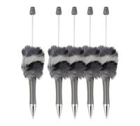 PATIKIL Fluffy Beadable Pens, Plush Fuzzy Plastic Bead Pen Bead Ballpoint for DIY Gift Writing Office Supplies - 5 Pcs (Gray Leopard)