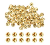 PATIKIL Fly Tying Tungsten Beads, 70 Pcs 6.4mm / 0.25 Inch Tungsten Slotted Bead Round Ball for Fly Tying Jig Hooks Fishing Materials, Gold Tone