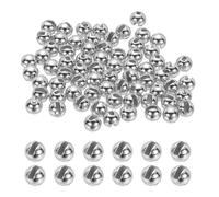 PATIKIL Fly Tying Tungsten Beads, 70 Pcs 6.4mm / 0.25 Inch Tungsten Slotted Bead Round Ball for Fly Tying Jig Hooks Fishing Materials, Silver Tone