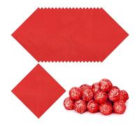 PATIKIL Foil Candy Wrappers 3.5x3.5 Inch, 100 Pcs Square Fine Grid Aluminium Foil Candy Wrapping Paper for DIY Chocolate Candies Packaging Decoration, Red
