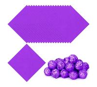 PATIKIL Foil Candy Wrappers 3.5x3.5 Inch, 100 Pcs Square Orange Pattern Aluminium Foil Candy Wrapping Paper for DIY Chocolate Candies Packaging Decoration, Purple