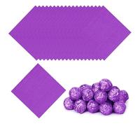 PATIKIL Foil Candy Wrappers 3x3 Inch, 100 Pcs Square Orange Pattern Aluminium Foil Candy Wrapping Paper for DIY Chocolate Candies Packaging Decoration, Purple