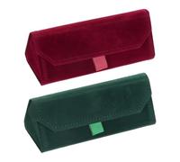 PATIKIL Foldable Glasses Case, 2 Pcs Triangle Magnetic Sunglasses Organizer Case Suede Hard Eyeglass Case for Women Man Glasses Organization, Green/Red