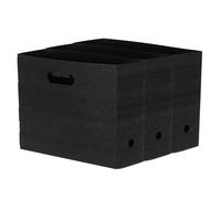 PATIKIL Foldable Scrapbook Paper Holder, 3 Pcs 10 x 12 Inch Scrapbook Paper Storage Organizer Plastic File Organizer for Scrapbook Paper Kraft Paper Cardstock Magazines Home Office, Black