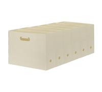 PATIKIL Foldable Scrapbook Paper Holder, 6 Pcs 10 x 12 Inch Scrapbook Paper Storage Organizer Plastic File Organizer for Scrapbook Paper Kraft Paper Cardstock Magazines Home Office, Beige