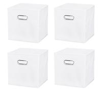 PATIKIL Foldable Storage Cube Bins, 4 Pcs Fabric Storage Bins Cube Organizer with Handle for Home Bedroom Shelf Closet Organization, White (13"x13"x13")