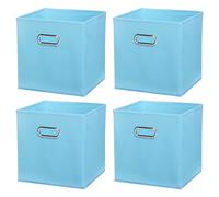 PATIKIL Foldable Storage Cube Bins, 4 Pcs Fabric Storage Bins Cube Organizer with Handle for Home Bedroom Shelf Closet Organization, Sky Blue (13"x13"x13")