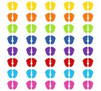 PATIKIL Foot Shaped Carpet Markers, 80pcs (40pairs) Nylon Floor Spots Markers Colorful Hook and Loop Marker Dots for Classroom Teacher Supplies, 8 Color