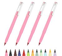 PATIKIL Forever Pencil, 4 Pcs Mechanical Sharpened Cute Metal Pencils Set for Coloring Book Sketch Drawing Writing Art Beginner, Pink