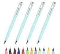 PATIKIL Forever Pencil, 4 Pcs Mechanical Sharpened Cute Metal Pencils Set for Coloring Book Sketch Drawing Writing Art Beginner, Marker Light Blue