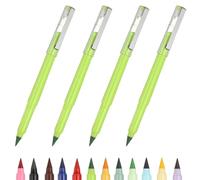 PATIKIL Forever Pencil, 4 Pcs Mechanical Sharpened Cute Metal Pencils Set for Coloring Book Sketch Drawing Writing Art Beginner, Green