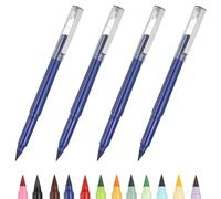 PATIKIL Forever Pencil, 4 Pcs Mechanical Sharpened Cute Metal Pencils Set for Coloring Book Sketch Drawing Writing Art Beginner, Blue