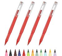 PATIKIL Forever Pencil, 4 Pcs Mechanical Sharpened Cute Metal Pencils Set for Coloring Book Sketch Drawing Writing Art Beginner, Red
