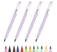 PATIKIL Forever Pencil, 4 Pcs Mechanical Sharpened Cute Metal Pencils Set for Coloring Book Sketch Drawing Writing Art Beginner, Marker Light Purple