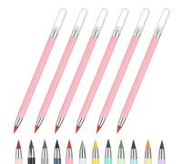 PATIKIL Forever Pencil, 6 Pcs Mechanical Sharpened Cute Metal Pencils Set for Coloring Book Sketch Drawing Writing Art Beginner, Pink