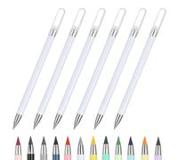 PATIKIL Forever Pencil, 6 Pcs Mechanical Sharpened Cute Metal Pencils Set for Coloring Book Sketch Drawing Writing Art Beginner, White