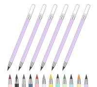 PATIKIL Forever Pencil, 6 Pcs Mechanical Sharpened Cute Metal Pencils Set for Coloring Book Sketch Drawing Writing Art Beginner, Purple