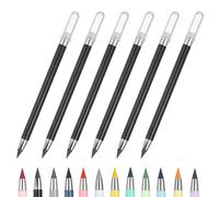 PATIKIL Forever Pencil, 6 Pcs Mechanical Sharpened Cute Metal Pencils Set for Coloring Book Sketch Drawing Writing Art Beginner, Black