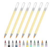 PATIKIL Forever Pencil, 6 Pcs Mechanical Sharpened Cute Metal Pencils Set for Coloring Book Sketch Drawing Writing Art Beginner, Yellow