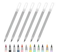 PATIKIL Forever Pencil, 6 Pcs Mechanical Sharpened Cute Metal Pencils Set for Coloring Book Sketch Drawing Writing Art Beginner, Grey