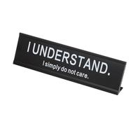 PATIKIL Funny Nameplate, 8"x2" Novelty Desk Sign Plaque Aluminum Desk Name Plate with Base for Office, Black White (I Understand.L Simply Do Not Care.)