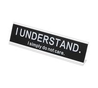 PATIKIL Funny Nameplate, 8"x2" Novelty Desk Sign Plaque Aluminum Desk Name Plate with Base for Office, Silver White (I Understand.L Simply Do Not Care.)