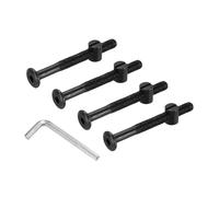 PATIKIL Furniture Bolt Nut Set, 4 Pcs M8 x 80 mm Metric Carbon Steel Flat Head Hex Socket Cap Screws Bolts with Barrel Nuts Hex Key Wrench for Beds Headboards Chairs, Black