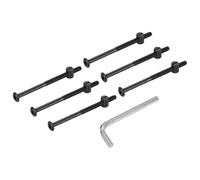 PATIKIL Furniture Bolt Nut Set, 6 Pcs M6 x 58mm Metric Carbon Steel Flat Head Hex Socket Cap Screws Bolts with Barrel Nuts Hex Key Wrench for Beds Headboard Chairs, Black