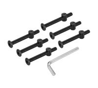 PATIKIL Furniture Bolt Nut Set, 6 Pcs M8 x 70 mm Metric Carbon Steel Flat Head Hex Socket Cap Screws Bolts with Barrel Nuts Hex Key Wrench for Beds Headboards Chairs, Black