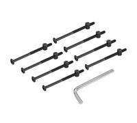 PATIKIL Furniture Bolt Nut Set, 8 Pcs M6 x 58mm Metric Carbon Steel Flat Head Hex Socket Cap Screws Bolts with Barrel Nuts Hex Key Wrench for Beds Headboards Chairs, Black