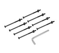 PATIKIL Furniture Bolt Nut Set, 8 Pcs M6 x 58mm Metric Carbon Steel Flat Head Hex Socket Cap Screws Bolts with Barrel Nuts Hex Key Wrench for Beds Headboard Chairs, Black