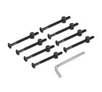 PATIKIL Furniture Bolt Nut Set, 8 Pcs M6 x 75 mm Metric Carbon Steel Flat Head Hex Socket Cap Screws Bolts with Barrel Nuts Hex Key Wrench for Beds Headboards Chairs, Black