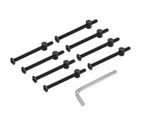 PATIKIL Furniture Bolt Nut Set, 8 Pcs M6 x 80 mm Metric Carbon Steel Flat Head Hex Socket Cap Screws Bolts with Barrel Nuts Hex Key Wrench for Beds Headboards Chairs, Black