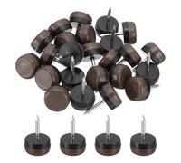 PATIKIL Furniture Sliders 18mm, 24pcs Nail on Chair Leg Floor Protectors Furniture Glider Pads for Easy Moving on Carpet Hardwood Tile, Brown