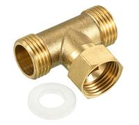 PATIKIL G1/2 Brass 3 Way Diverter, T-Shape Pneumatic Hose Fitting Tee Adapter Connector for Angled Valve Bidet Sprayer Faucet Pipe