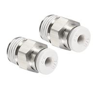 PATIKIL G1/8 Push to Fit 3mm OD Hose Connect Fittings, 2 Pack Straight Coupling Adapter for Gas Pneumatic Air Flow Transition, White & Silver Tone