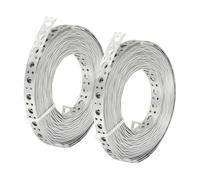 PATIKIL Galvanized Pipe Strap, 2 Pcs 0.47 Inch x 33 FT 0.6mm Thickness Metal Strapping with Holes Bendable Pipe Hanger Strap for Pipe Supports Hanging, Silver Tone