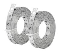 PATIKIL Galvanized Pipe Strap, 2 Pcs 0.67 Inch x 33 FT 0.6mm Thickness Metal Strapping with Holes Bendable Pipe Hanger Strap for Pipe Supports Hanging, Silver Tone