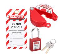 PATIKIL Gate Valve Lockout, Gate Valve Lockout Device Outdoor Faucet Water Spigot Lock for 1" to 2-1/2" Diameter Valve Handles with Lock and Tag Style 1, Red
