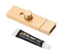 PATIKIL Gear Handle French Door Lock, 4 Inch Aluminum Alloy Slide Barrel Bolt Latch Door Deadbolt Lock with Glue for Cabinet Inside Bedroom Door Prevent Going Out, Gold