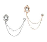 PATIKIL Gem Hanging Chain Brooch Pins, 2 Pcs Rhinestone Men's Gem Brooch Suit Pins Lapel Pins for Women Men Clothes Dress Bouquet Coat Hat Bag, White