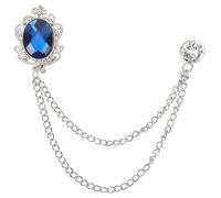 PATIKIL Gem Hanging Chain Brooch Pins, Rhinestone Men's Gem Brooch Suit Pins Lapel Pins for Women Men Clothes Dress Bouquet Coat Hat Bag, Silver (Blue)