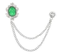 PATIKIL Gem Hanging Chain Brooch Pins, Rhinestone Men's Gem Brooch Suit Pins Lapel Pins for Women Men Clothes Dress Bouquet Coat Hat Bag, Silver (Green)