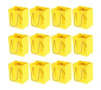 PATIKIL Gift Bags 4 x 2.8 x 4.5 Inch, 12 Pcs Small Tote Bags with Handles and Greeting Card for Party Favor Wedding Bridal Shower Festivals, Yellow
